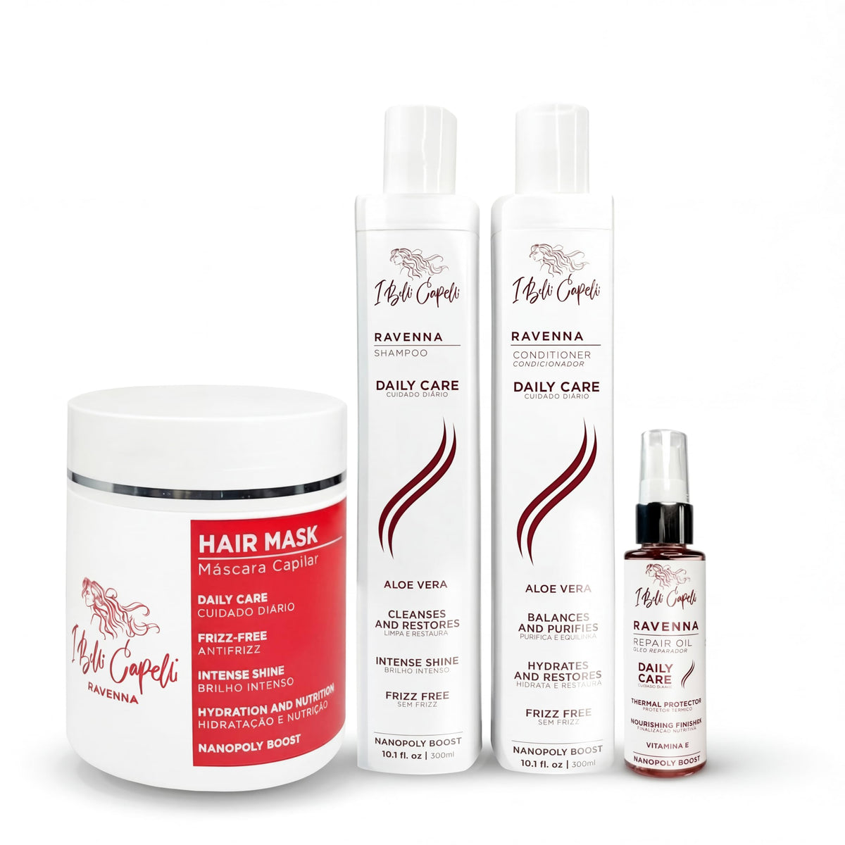 I Belli Capelli Ravenna Daily Care Shampoo, Conditioner, Mask & Oil Set