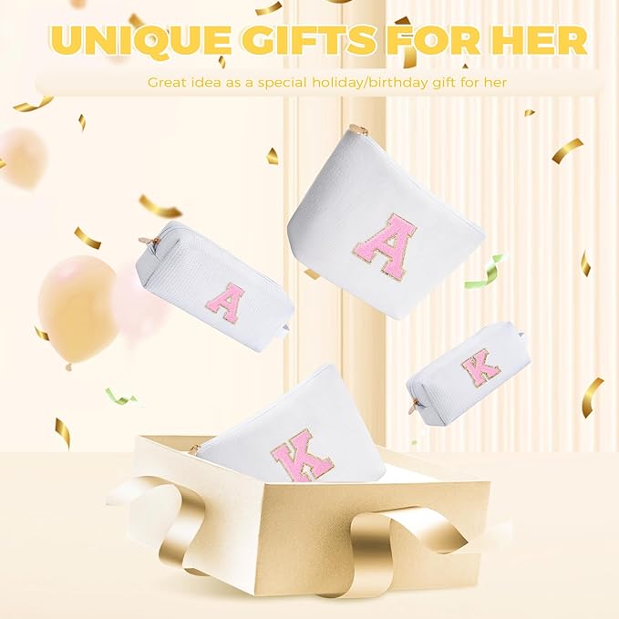 Btffitting Gifts for Teen Girls Women - Birthday Gifts for 10 11 12 13 14 15 16 17 18 Years Old Girl,Makeup Bag Cosmetic Bag,Teacher Gift Trendy Stuff Toiletry Bag - White,M