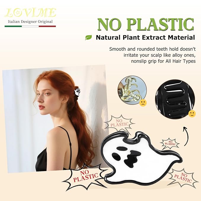 Cute Halloween Hair Clips for Women Mini White Ghost Acetate Clip Claws
