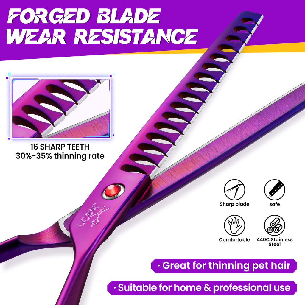 JASON Dog Grooming Chunker Scissor - 7" Professional Hair Shears Purple
