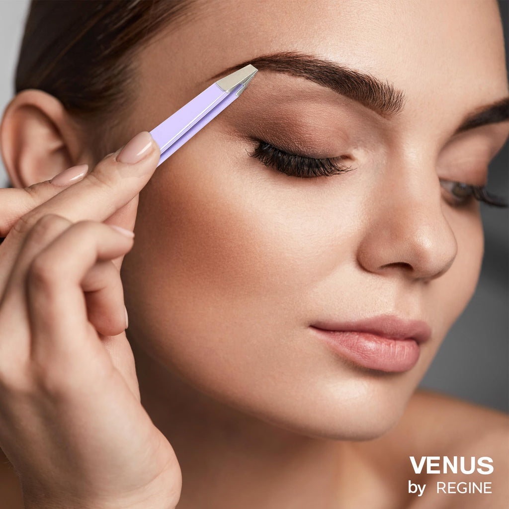 Regine Venus Lavender Slant Tweezers for Eyebrows & Facial Hair