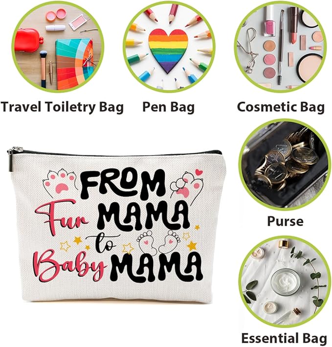 BQXH Mom to Be Gift Makeup Bag, Expecting Mom Gifts Cosmetic Bag, Funny Organizer Zipper Pouch, Pregnancy Gifts for First Time Moms Women New Mama Mummy Friends Mothers Day