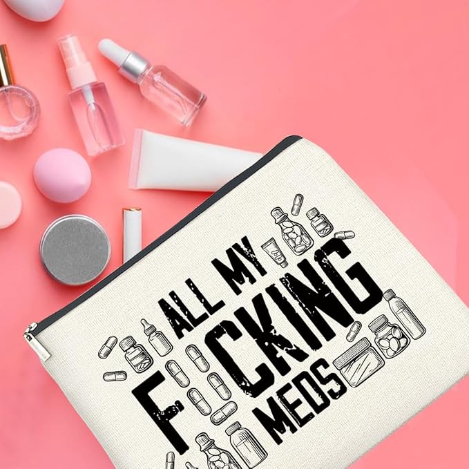 UPNEGE Funny Medicine Gifts Med Travel Makeup Bag for Women