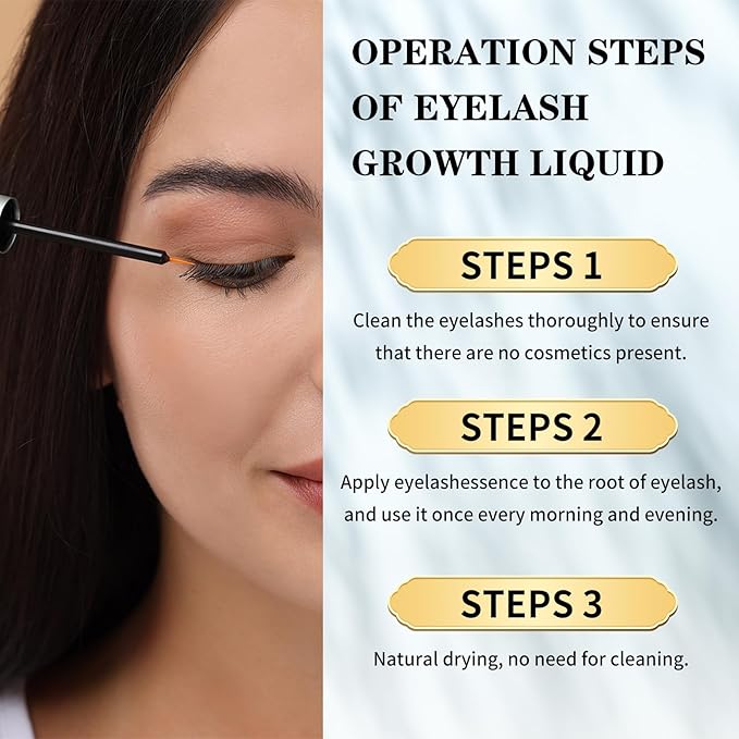 Eyelash Growth Serum: Uses an advanced nourishing formula to promote eyelash growth, resulting in longer and thicker lashes - Gentle, vegan formula, no animal testing (3ml)