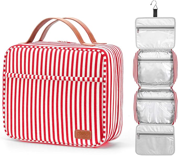 Bosidu Hanging Travel Toiletry Bag, Large Capacity Cosmetic Travel Toiletry Organizer for Women with 4 Compartments & 1 Sturdy Hook, Perfect for Daily Use/Valentines' Day