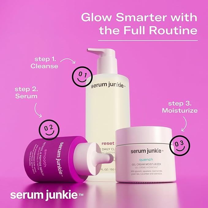 Serum Junkie Smooth Retinol and Peptide Serum with Encapsulated Retinol, Bakuchiol, Matrixyl 3000, Melatonin and Vitamin E, Targets Fine Lines, Uneven Texture, Dullness, 1 fl oz