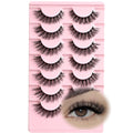 FARRED Natural Lashes Cat Eye False Eyelashes Wispy Fake Lash Strips 7 Pair Short Fluffy Strip Eyelash Wispies Mink Small Lashes Natural Look Full Pestañas Sets for MUA and Beginners Daily Makeup