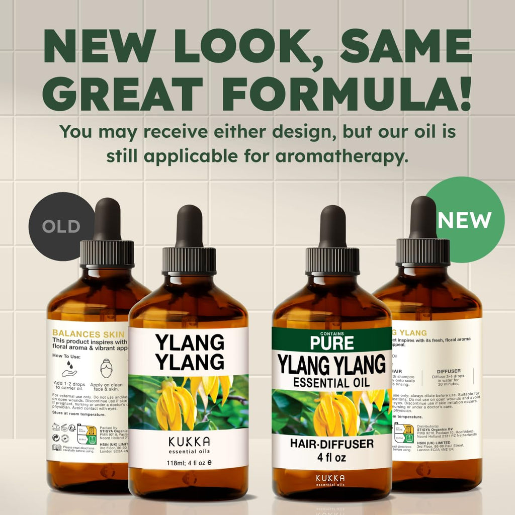 100% Pure Ylang Ylang Oil - 4 Fl Oz Ylang Ylang Essential Oil for Hair, Skin, Diffuser, Aromatherapy & DIY Soap Making Scent