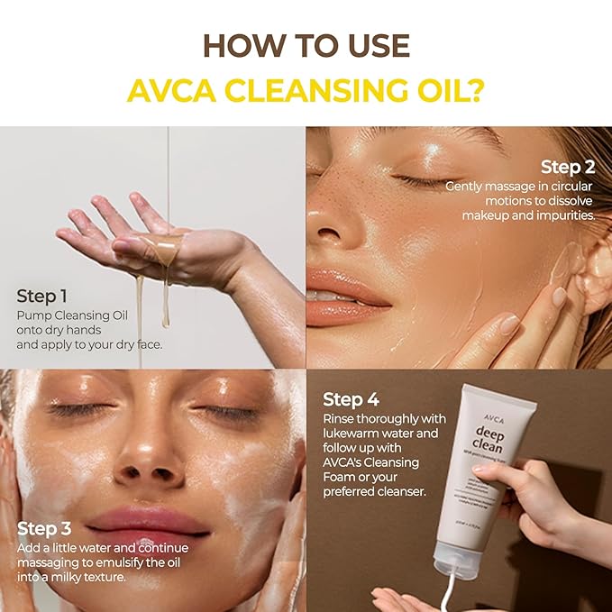 AVCA Jumbo Size Blackhead Remover Cleansing Oil 10.14 fl oz (300ml) – K-Beauty Pore Care Cleanser with PHA, Dissolves Makeup & Sebum, Gentle Exfoliating Oil Cleanser for Oily & Normal Skin