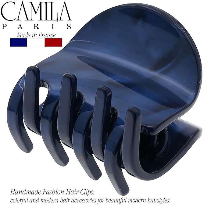 Camila Paris CP3269 French Small Hair Clips for Women, 1.75" Blue Small Claw Clip Fashion Styling Mini Hair Clip Accessories for Women, Strong Hold No Slip Grip Cute Claw Clips, Made in France