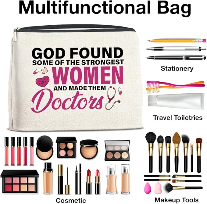 UPNEGE Doctor Gifts Makeup Bag, Thank You Gifts for Doctors, Medical Student Graduation Gift, New Doctor Gifts, God Found Some of the Strongest Women And Made Them Doctors Zipper Makeup Pouch