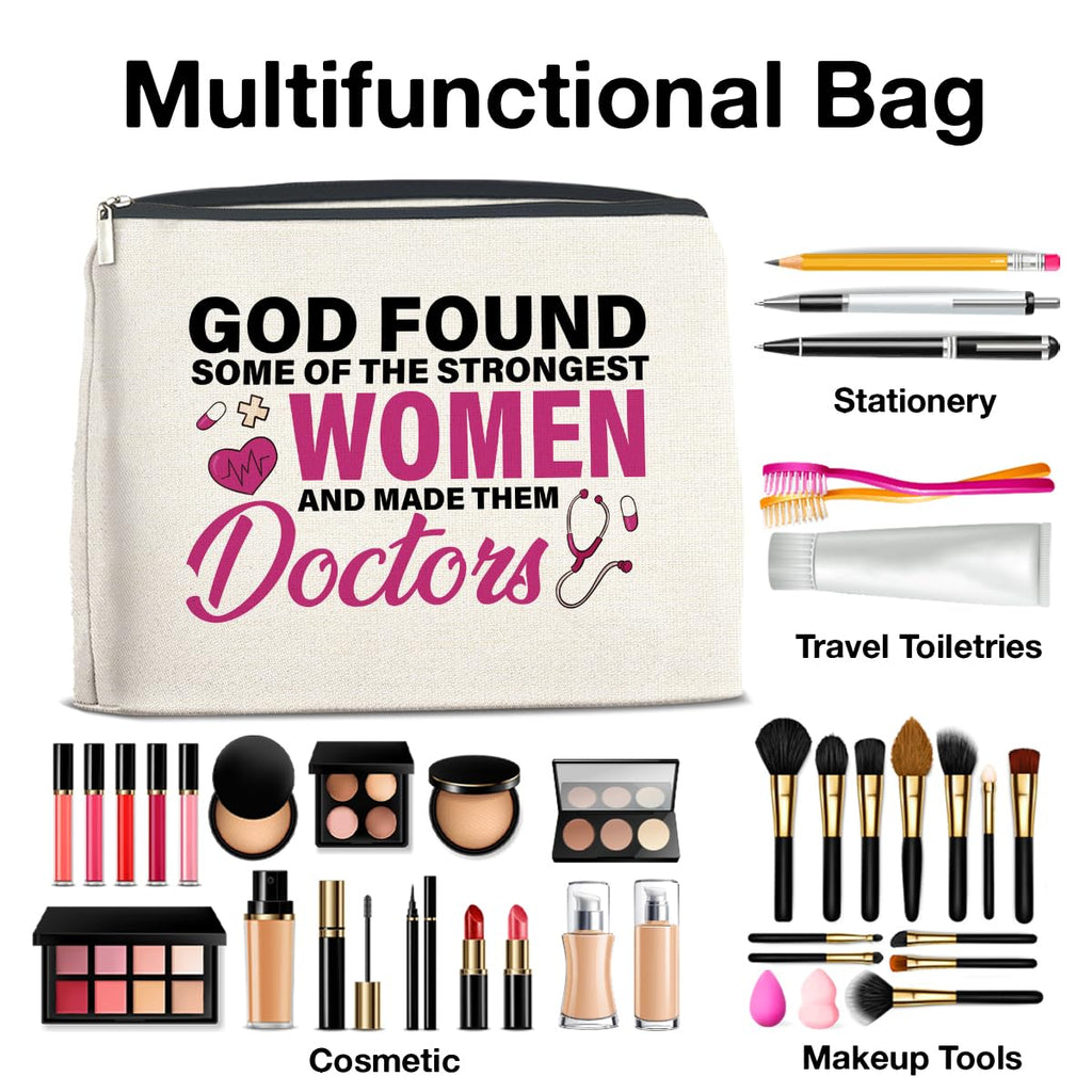 UPNEGE Doctor Gifts Makeup Bag, Thank You Gifts for Doctors, Medical Student Graduation Gift, New Doctor Gifts, God Found Some of the Strongest Women And Made Them Doctors Zipper Makeup Pouch
