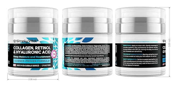 Anti-Aging Face Moisturizer with Retinol, Collagen & Hyaluronic Acid - Moisturizer Face Cream for Women & Men - Visibly Firming & Hydrating Neck Cream - Day & Night Skin Care - 1.7 fl oz