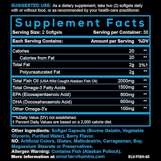 3 Pack Omega-3 Fish Oil, 800mg EPA & 600mg DHA, Burpless, 180 Softgels