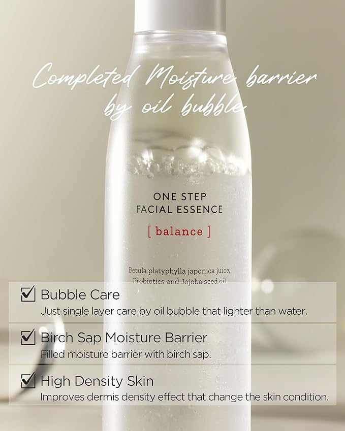 HYGGEE Onestep Facial Essence - Bi-Phase Hydrating Korean Toner with Birch Sap and Probiotics - Water and Oil Essence, 3.9 fl.oz.
