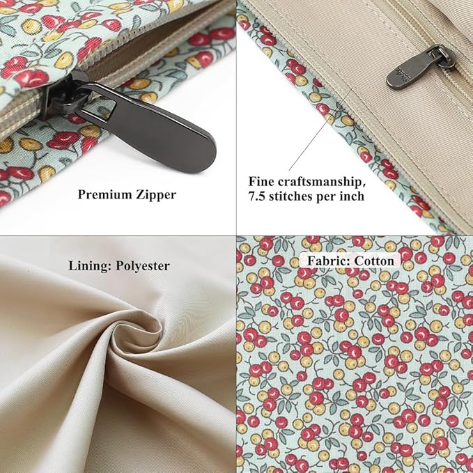 BBORGDC Large Capacity Cotton Printed Makeup Bag - Travel Cosmetic Pouch & Toiletry Organizer with Zipper, Perfect for Daily Use or as a Gift