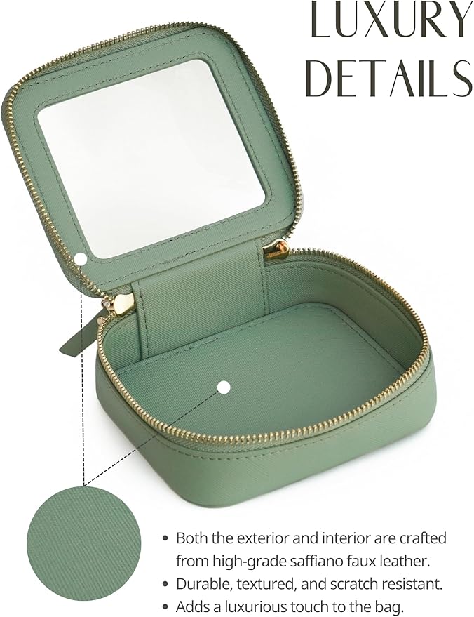 Popvibe Small Clear Makeup Bag for Purse, Travel Cosmetic Case Green, Mini