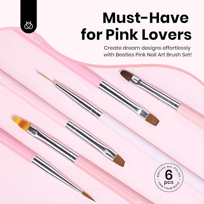 Beetles Nail Art Brushes, 6 Pcs Fingernail Art Design Pens