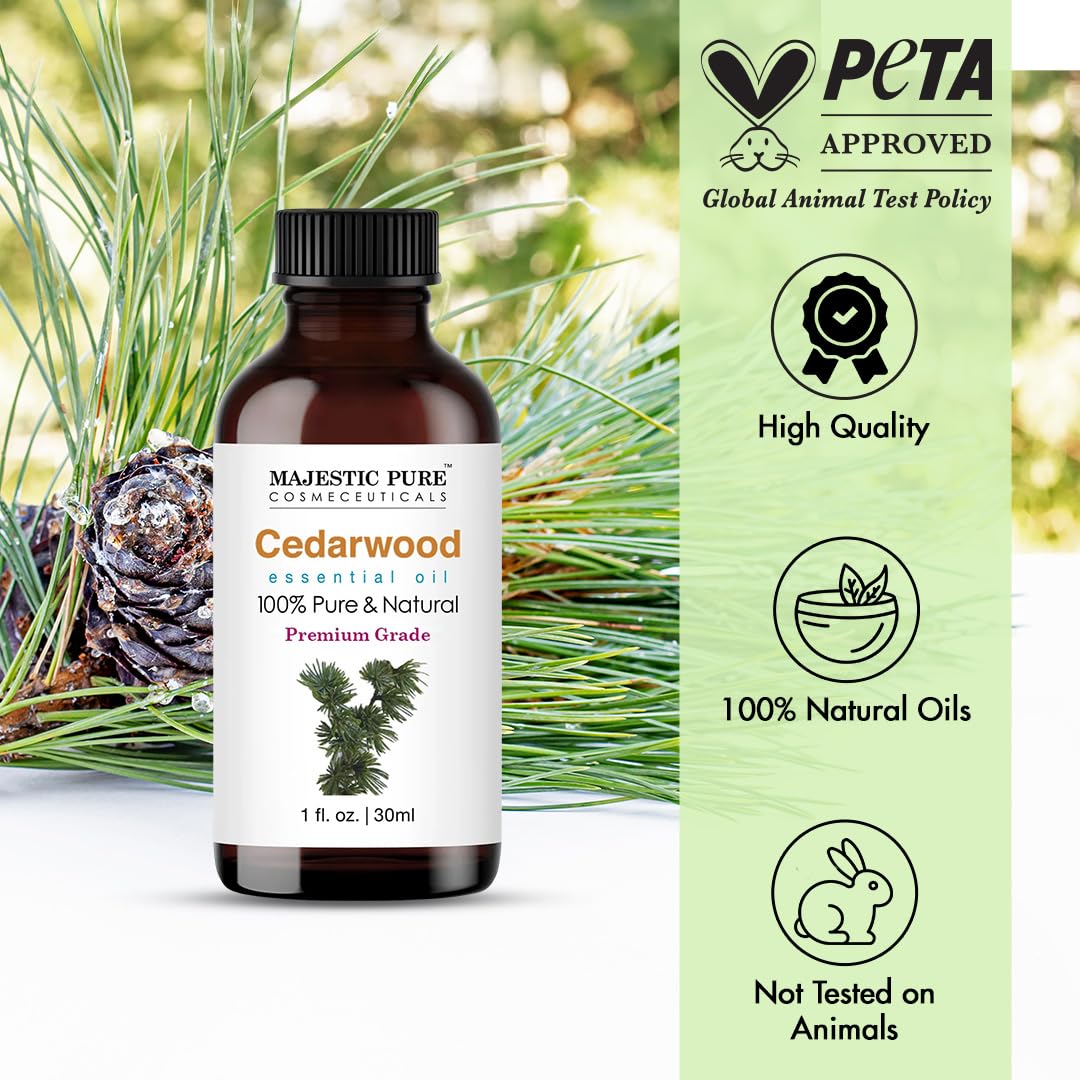 Majestic Pure Cedarwood Essential Oil for Diffuser - 1 Fl Oz
