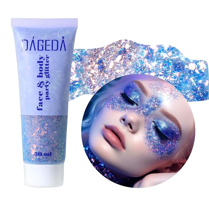 DAGEDA Mermaid Body Glitter Gel, Sparkly Hair Face Glitter Makeup