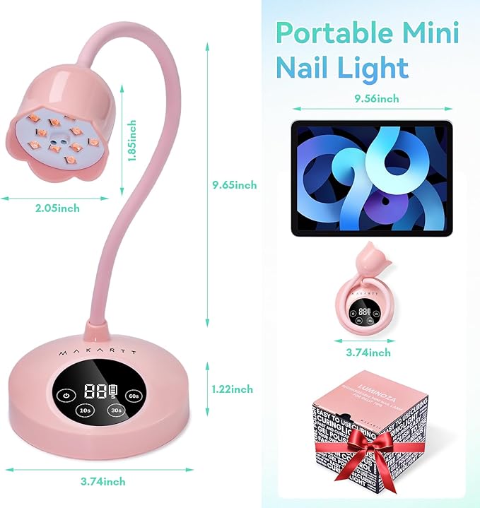 Makartt Gooseneck UV Nail Lamp Flash Cure UV Light for Gel Nails Polish