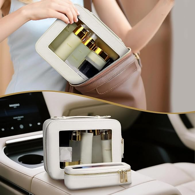 FASAOH Clear Makeup Bag with Mini Cosmetic Bags,Travel Toiletry Bag for Women,Portable Cosmetic Bag Case, Transparent Waterproof Cosmetic Organizer Storage Bag for Women Men