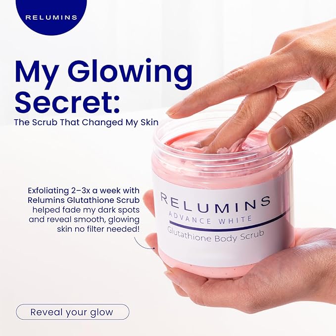 Relumins Premium Summer Body Scrub with Glutathione, Rosehip & Sea Salt – Hydrating Exfoliating Scrub for Smooth, Radiant Skin Routine – Glowing Summer Skin with Gentle Moisturizing Formula – 400ml