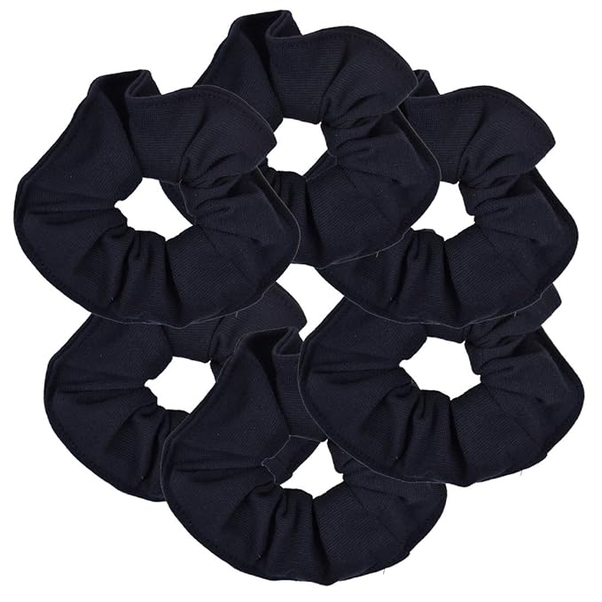 Motique Accessories Large Scrunchies for Women, Pack of 6, Navy