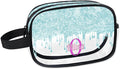 KFNHN Custom Clear Makeup Toiletry Bag, Personalized Travel Cosmetic Organizer Case Portable Bag with Zipper, Lavender Purple, Light Blue Curtain Glittering