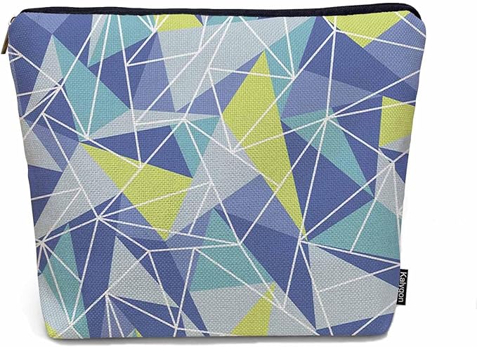 Kalygon Woman Makeup Bag Triangle, Geometric Stripe Triangle Makeup Bags Travel Cosmetic Bags Toiletry Makeup Organizer Pencil Pouch Make Up Cosmetic Bag For Owners Lady Birthday Gifts