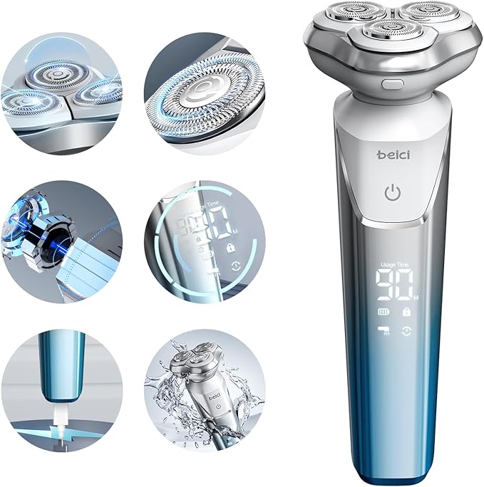 Men's Shaver Electric Rotary Razor 3D Floating Cutter Head Waterproof Shaving with Led Display X3 Series Gift