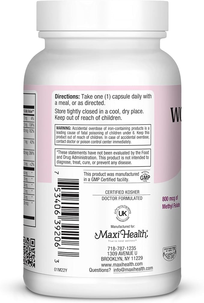 Womens Multivitamin – Methylated Multivitamin for Women with 23 Key Vitamins C, D, B6, B12, Calcium, Probiotics, Biotin & More - Energy, Skin, Nails & Gut Health Support - Kosher 60 Capsules