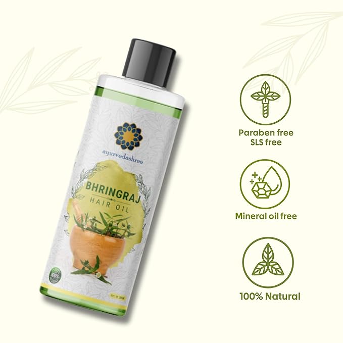 AYURVEDASHREE Hair Oil 6.76 fl oz., with Bhringraj, Amla Extract, Kalonji, Seasme, Avacado, Walnut, Thyme, Jajoba, Grape Seed & Coconut Oil 200 ml