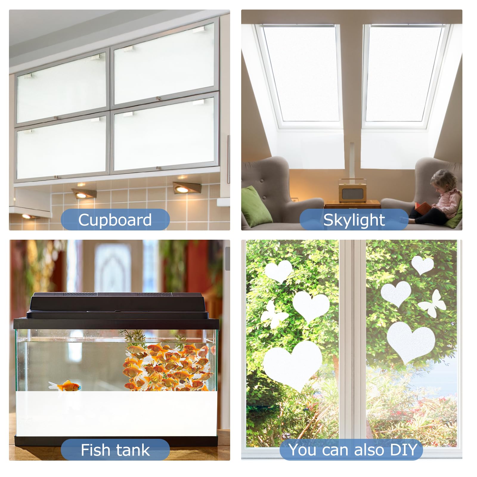 HIDBEA Frosted Window Privacy Film, Frosted White, 35.4 x 78.7 Inch