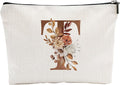 YKYENR A-Z Boho Personalized Cosmetic Bag-Floral Cotton Letter Makeup Bag With Zipper-Artistic Cosmetic Bag For Travel-Bride,Birthday Gift For Women Daughter Friends-Women Makeup Organizer-A20