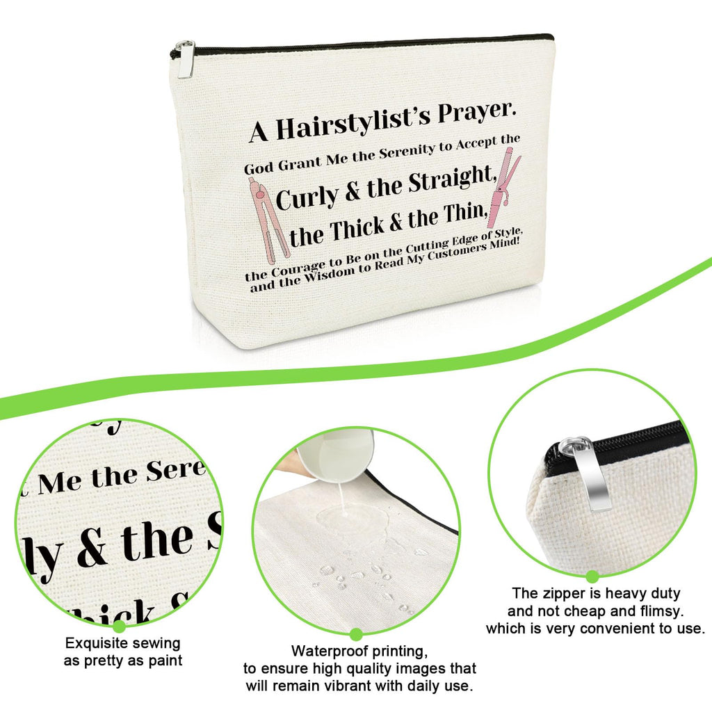 Hairdresser Gifts Hair Stylist Prayer Makeup Bag Hair Stylist Presents Hairstylist Gift Christian Appreciation Presents for Salon Religious Birthday Cosmetic Bag Cosmetology Graduation Travel Pouch