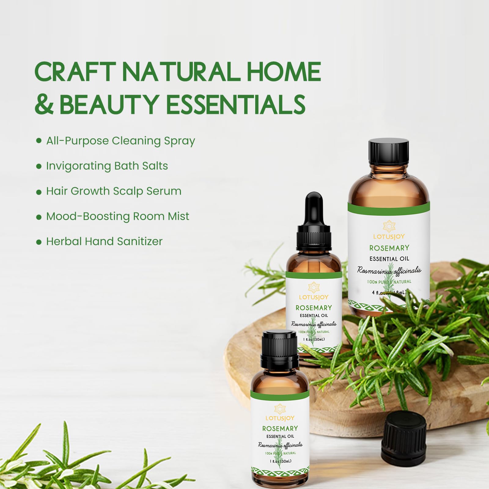 LOTUSJOY Rosemary Oil for Hair Growth, 100% Pure, 4 Oz