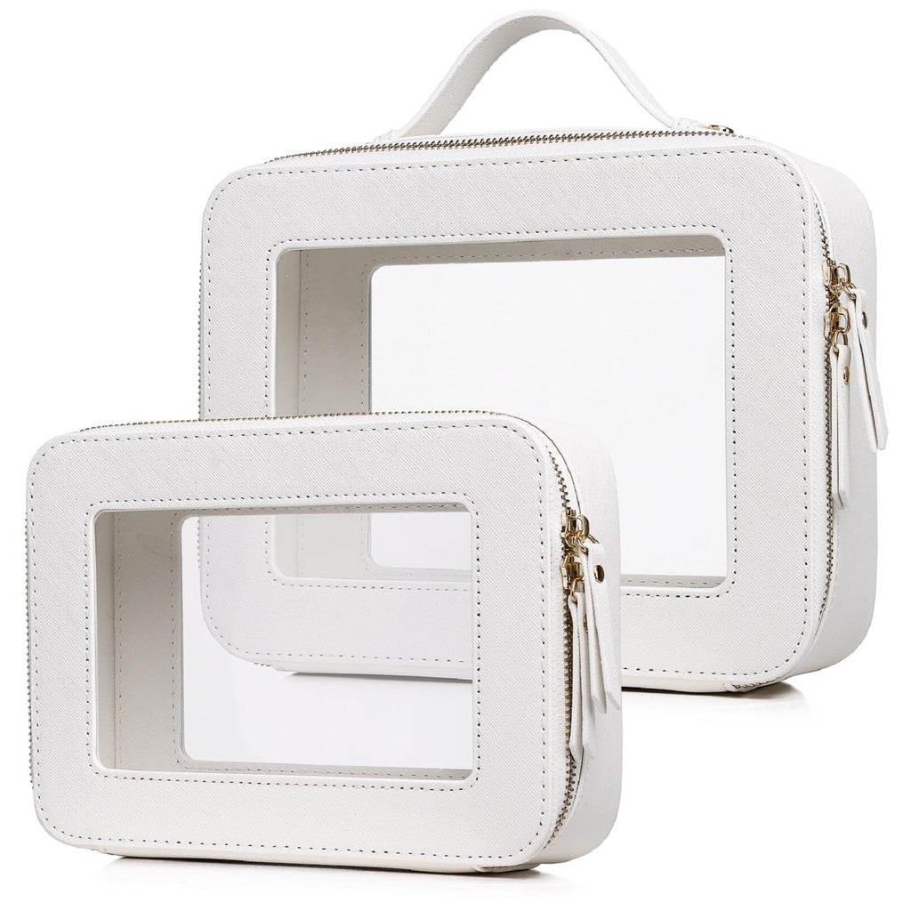 Pinkmik Travel Clear Makeup Bag, (Brown, M+SLIM)