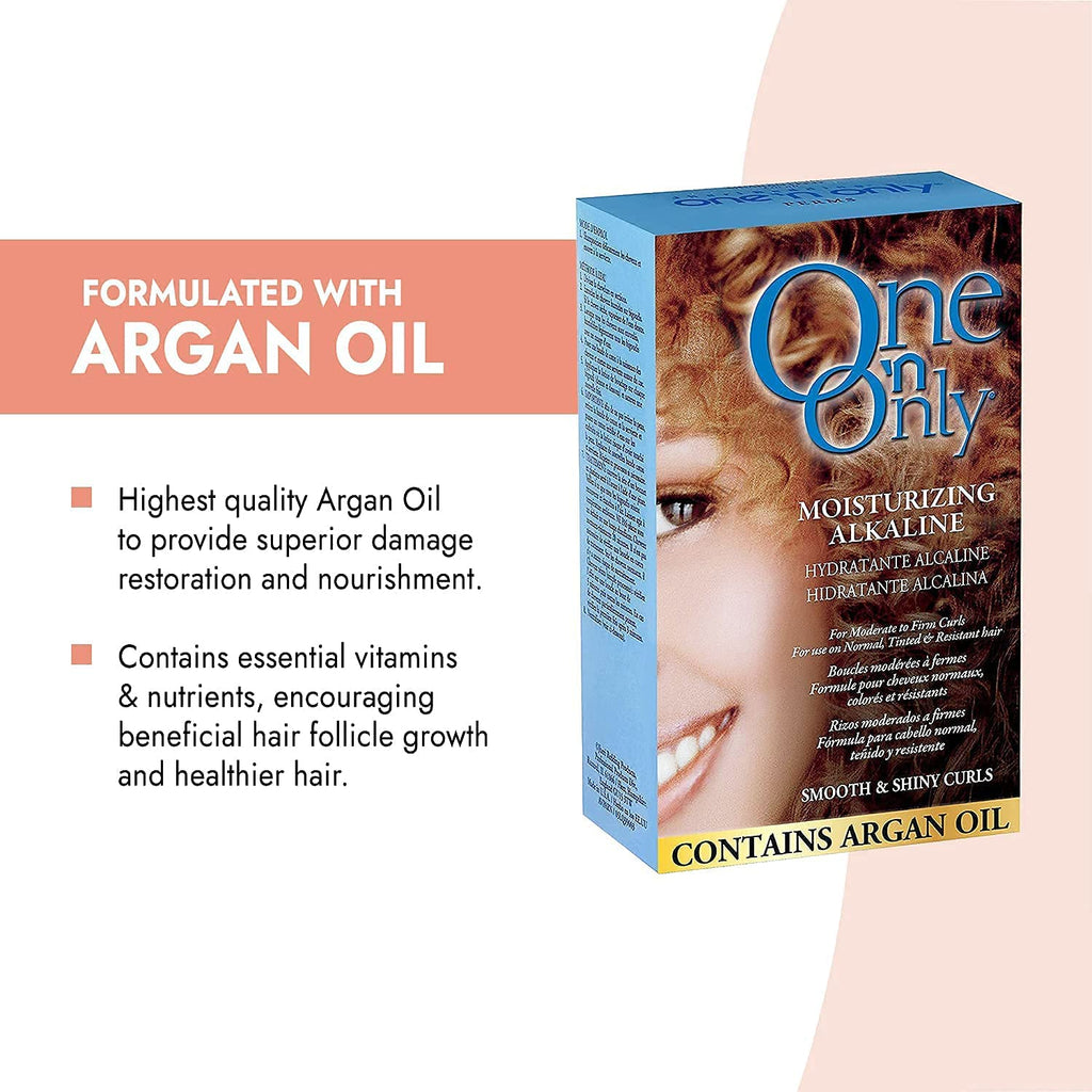 One 'N Only Alkaline Hair Perm - At Home Perm Kit with Argan Oil for Moderate to Firm Curls - Leaves Hair Shiny, Moisturized, and Manageable - Fresh Scent (1 Kit)