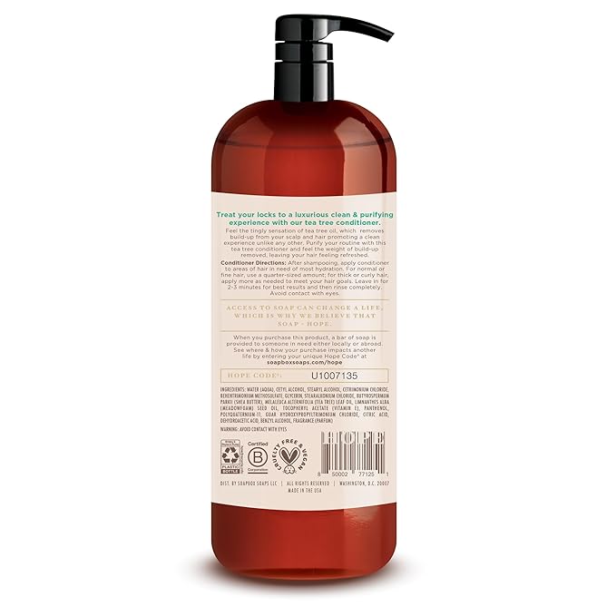 Soapbox Tea Tree Oil & Mint Shampoo & Conditioner Set, Leaves Hair & Scalp Balanced & Soothed - Clean Ingredients Free of Harsh Chemicals, Sulfates, Parabens & Silicones - 1 Liter Each