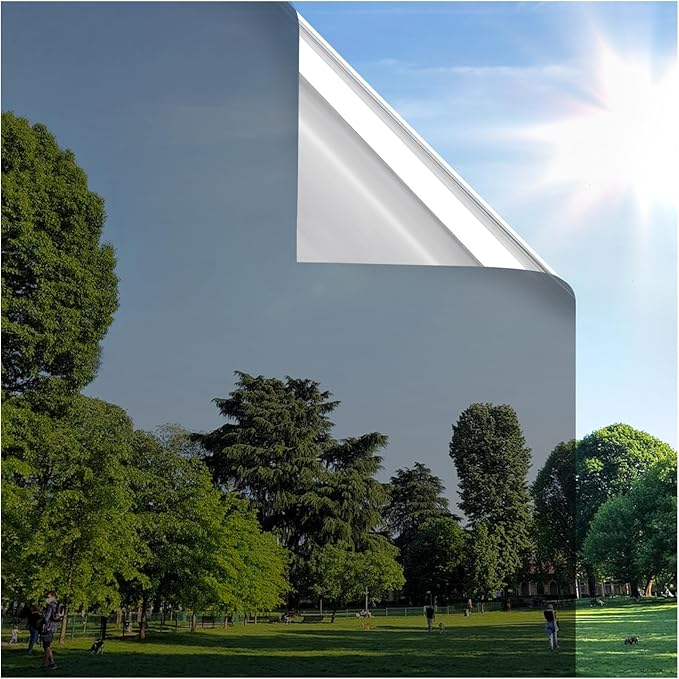 rabbitgoo Window Privacy Film One Way, 29.5" x 78.7", Black Silver