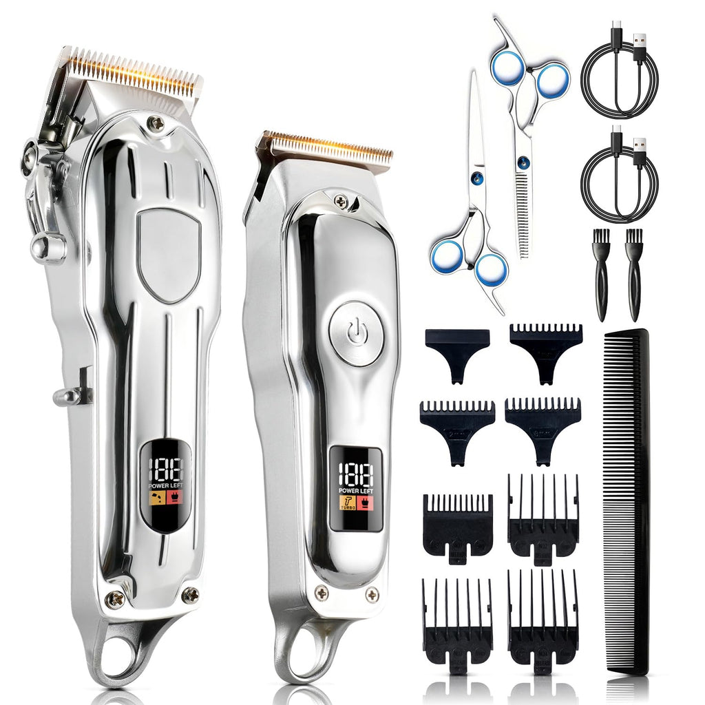 Mensure Hair Clippers for Men, Home Haircut Kit with Scissors, Comb & Guide Combs, Cordless Hair Trimmer Set for Family Use