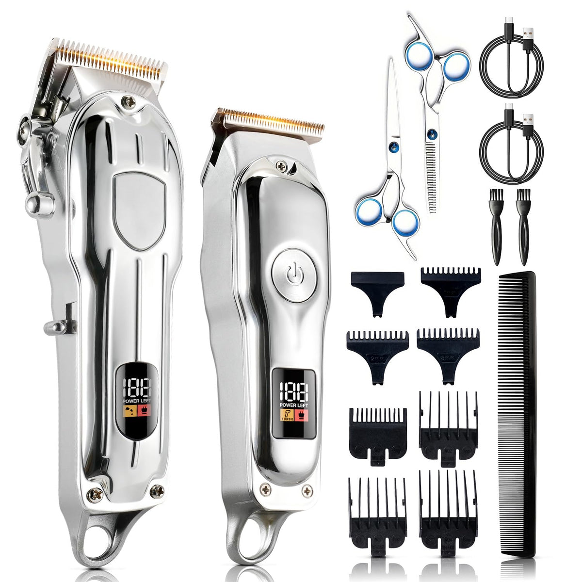 Mensure Hair Clippers for Men, Home Haircut Kit with Scissors, Comb & Guide Combs, Cordless Hair Trimmer Set for Family Use