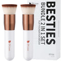 DUcare Foundation Brush 2pcs Flat Top Kabuki Brush Self Tanner Professional Face Brush Liquid Blending Mineral Powder Buffing Stippling Makeup Tools