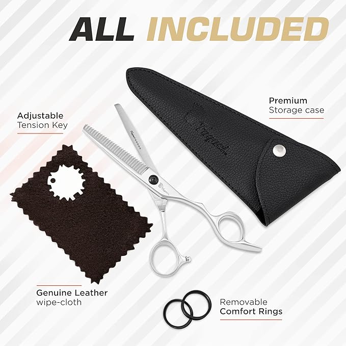 Fagaci 6" Hair Thinning Scissors, 440C Steel, Extreme Sharpness, Texturizing Shears, Japanese Barber Scissors, Silver, 2 Count