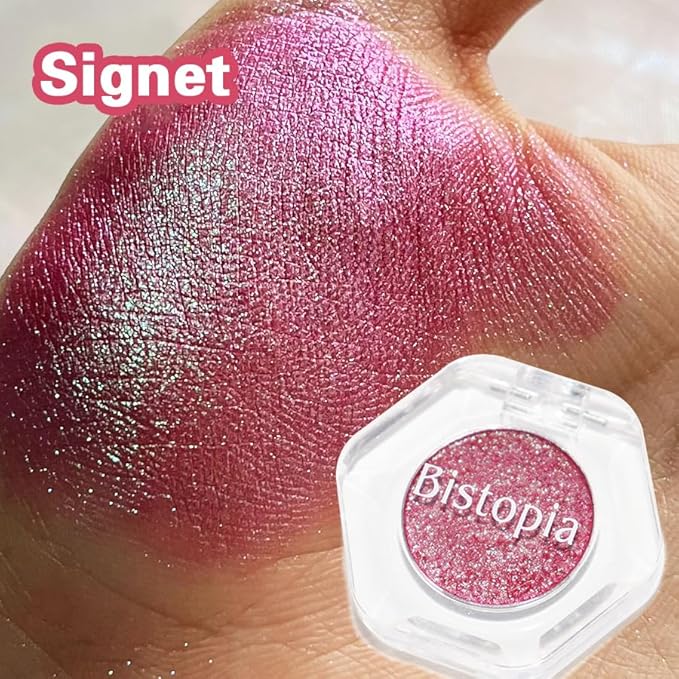 Bistopia Holographic Glitter Single Eyeshadow, Pearlescent Shimmer Metallic Cream Powder Eye Makeup, Blendable Long Lasting Waterproof, Multi-Use Face Highlighter, 2g (Signet)