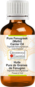 Greenwood Essential Fenugreek (Methi) Oil (Trigonella foenumgraecum) | Cold Pressed | Natural | Undiluted | for Diluting Essential Oils | for Hair, Skin & Massage | Men & Women | 100ml (3.38 oz)