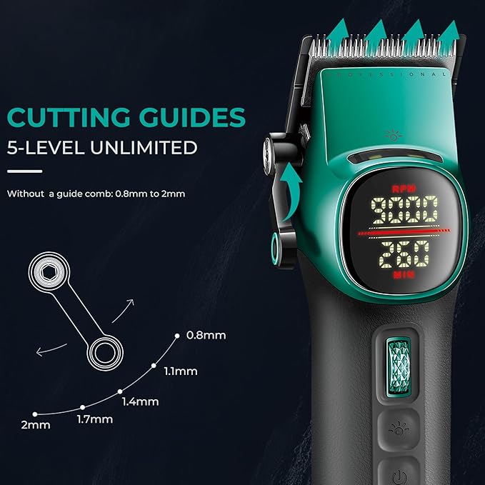 VGR 885S2 Professional Hair Clippers for Men with Hair Trimmer Set, Green