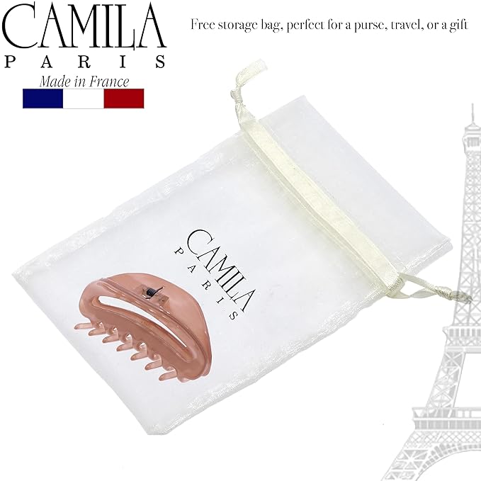 Camila Paris CP3123 French Hair Clips for Women, 3.5" Nude, Large Claw Clip Strong Hold All Day, No Damage No Slip Claw Clips for Thick Curly Wavy Fine Straight Hair, Jaw Clip Made in France