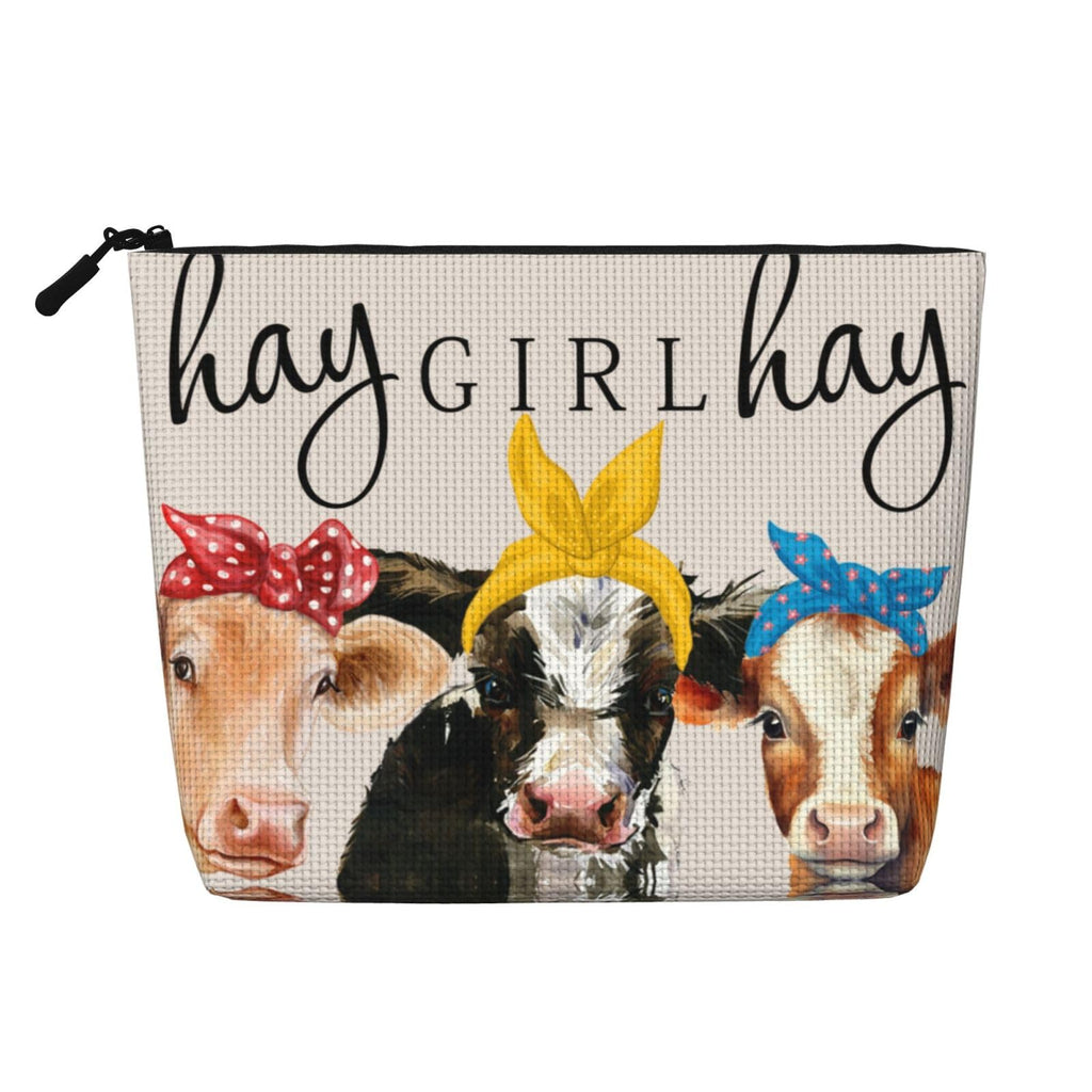 MOLAIGIN Girl Cow Cosmetic Bag For Women, Travel Makeup Bag, Toiletry Zipper Bag, Large Capacity Aesthetic Cases